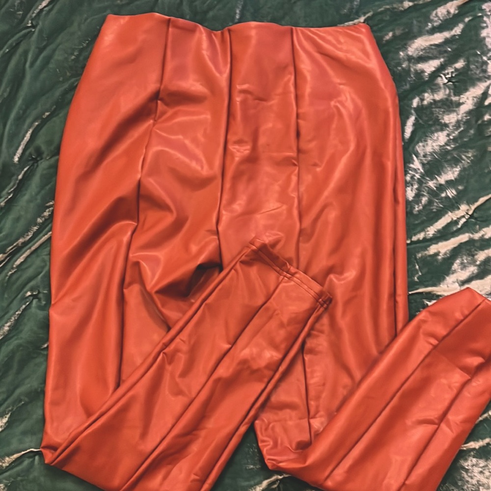 Brown leather pants